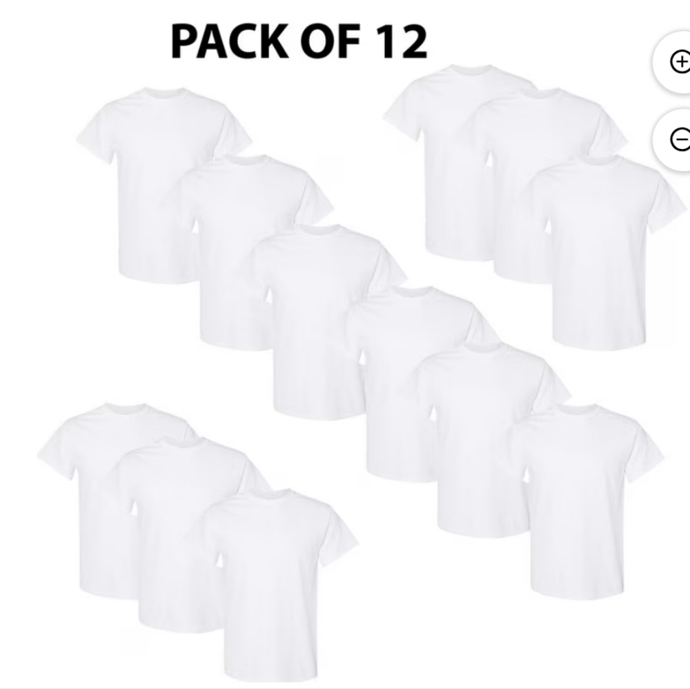 Gildan 100% Heavy Cotton White Adult Large T-Shirt 12 Pack for Crafting, Size L